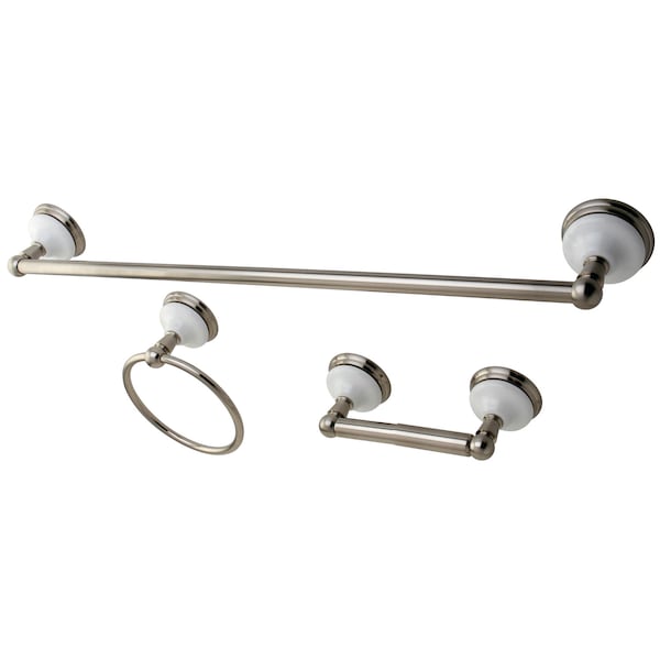 Victorian 3-Piece Bathroom Hardware, Brushed Nickel